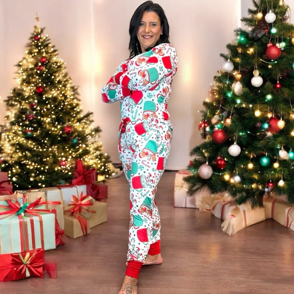 Shirley & Stone Christmas Jogger Lounge Pajama Set Hot Cocoa Gingerbread‎ Man - Picture 7 of 14